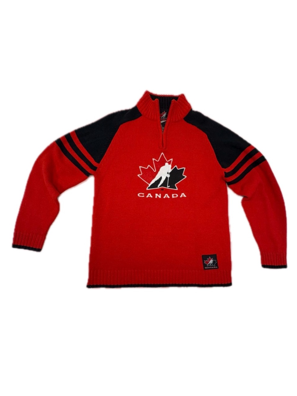 Hockey Canada Sogo Sports Red Quarter Zip Knit Sweater Medium